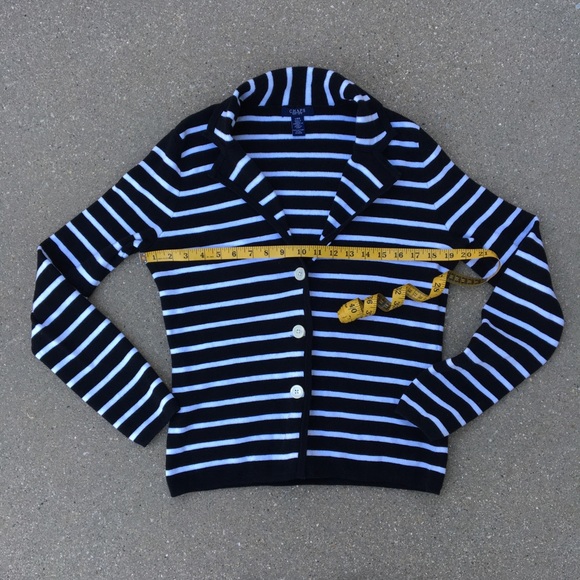 Chaps Black & White Stripe Button Up Cardigan - Picture 5 of 6